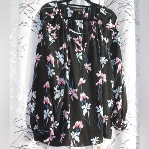 INC International Concepts Black Floral Blouse